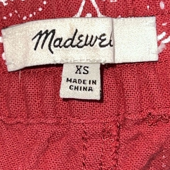 Madewell Shorts XS Boho Pull On Red Bandana Print Scalloped Hem Ruffles Oahu Vtg - Picture 6 of 8